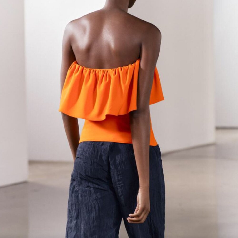 Zara Strapless Ruffle Top - Picture 3 of 9